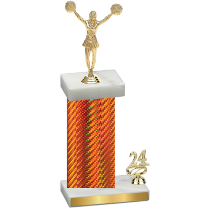 Accented Single Orange Carbon Fiber Year Cheerleading Trophy