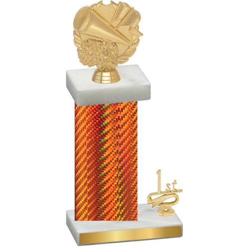 Accented Single Orange Carbon Fiber First Place Cheerleading Trophy