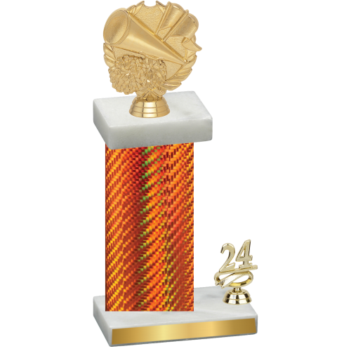 Accented Single Orange Carbon Fiber Year Cheerleading Trophy