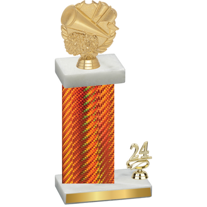 Accented Single Orange Carbon Fiber Year Cheerleading Trophy