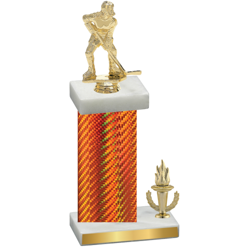 Accented Single Orange Carbon Fiber Victory Hockey Trophy