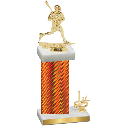 Accented Single Orange Carbon Fiber First Place Lacrosse Trophy