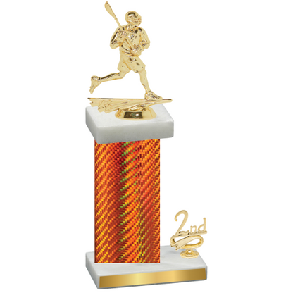 Accented Single Orange Carbon Fiber Second Place Lacrosse Trophy