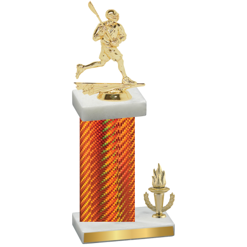 Accented Single Orange Carbon Fiber Victory Lacrosse Trophy