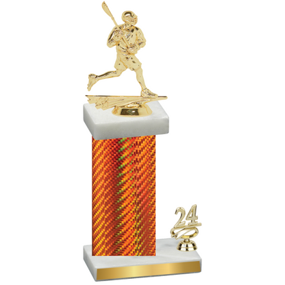 Accented Single Orange Carbon Fiber Year Lacrosse Trophy