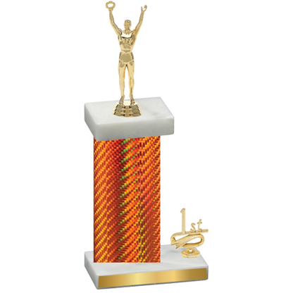 Accented Single Orange Carbon Fiber First Place Victory Trophy