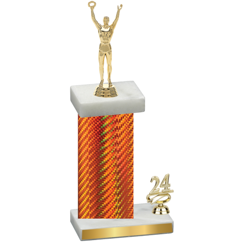 Accented Single Orange Carbon Fiber Year Victory Trophy