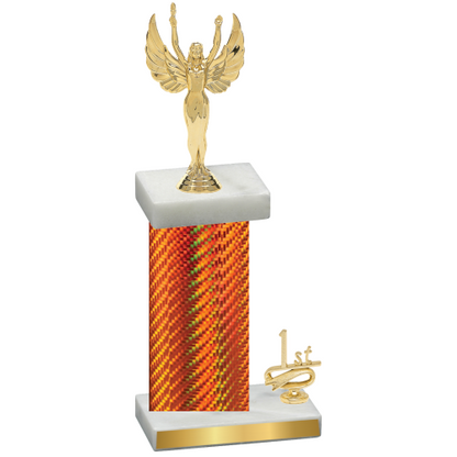 Accented Single Orange Carbon Fiber First Place Victory Trophy