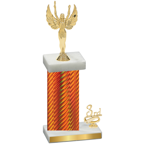 Accented Single Orange Carbon Fiber Third Place Victory Trophy