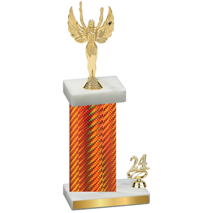 Accented Single Orange Carbon Fiber Year Victory Trophy