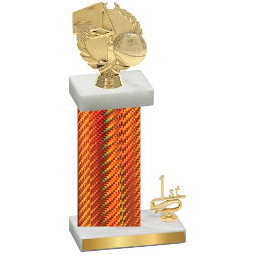 Accented Single Orange Carbon Fiber First Place Basketball Trophy