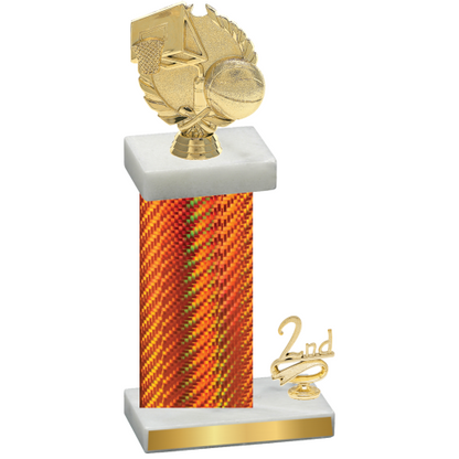 Accented Single Orange Carbon Fiber Second Place Basketball Trophy