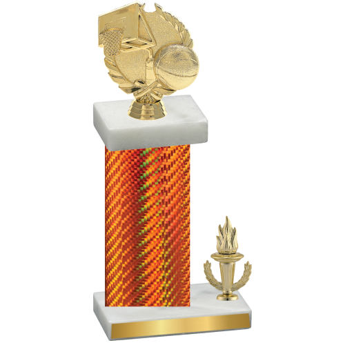 Accented Single Orange Carbon Fiber Victory Basketball Trophy