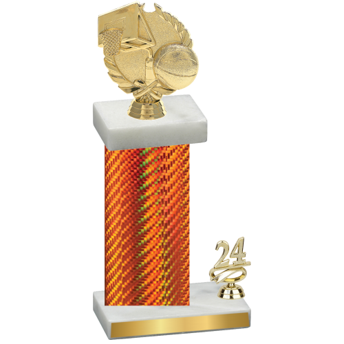 Accented Single Orange Carbon Fiber Year Basketball Trophy