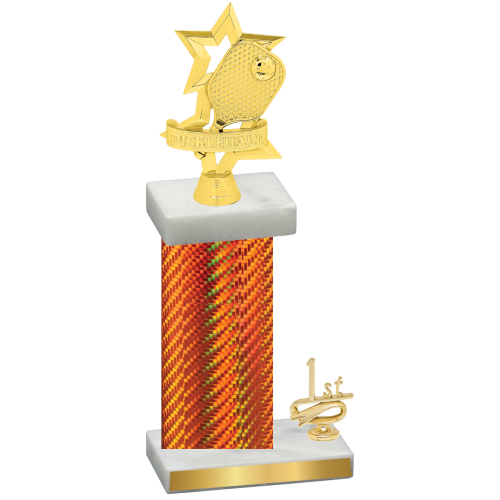 Accented Single Orange Carbon Fiber First Place Pickleball Trophy