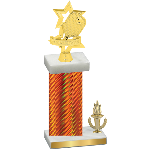 Accented Single Orange Carbon Fiber Victory Pickleball Trophy