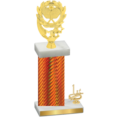 Accented Single Orange Carbon Fiber First Place Pickleball Trophy