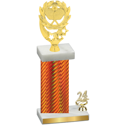 Accented Single Orange Carbon Fiber Year Pickleball Trophy