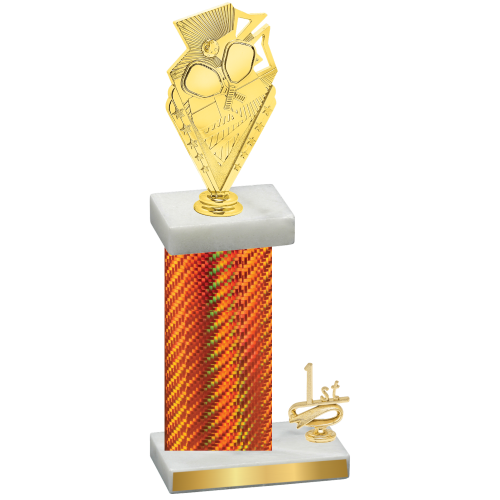 Accented Single Orange Carbon Fiber First Place Pickleball Trophy