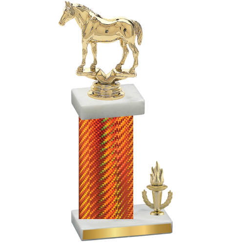 Accented Single Orange Carbon Fiber Victory Horses Trophy