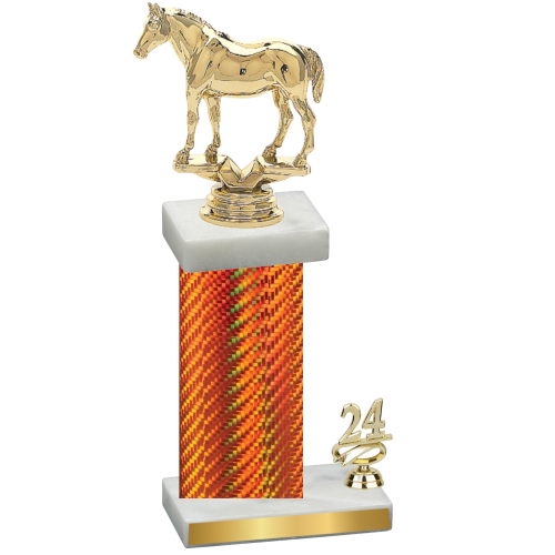 Accented Single Orange Carbon Fiber Year Horses Trophy