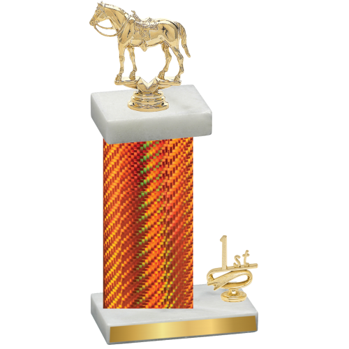 Accented Single Orange Carbon Fiber First Place Horses Trophy