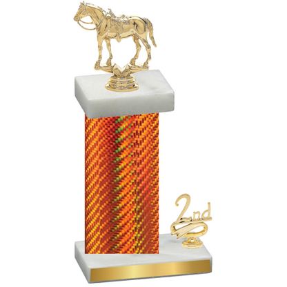 Accented Single Orange Carbon Fiber Second Place Horses Trophy