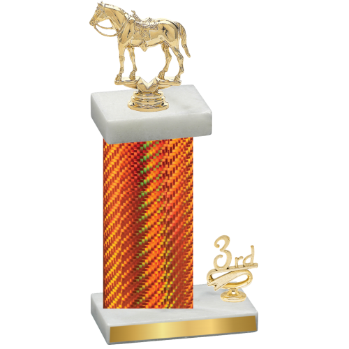 Accented Single Orange Carbon Fiber Third Place Horses Trophy