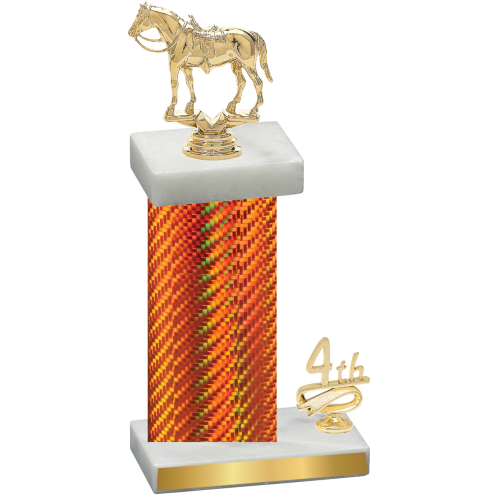 Accented Single Orange Carbon Fiber Fourth Place Horses Trophy