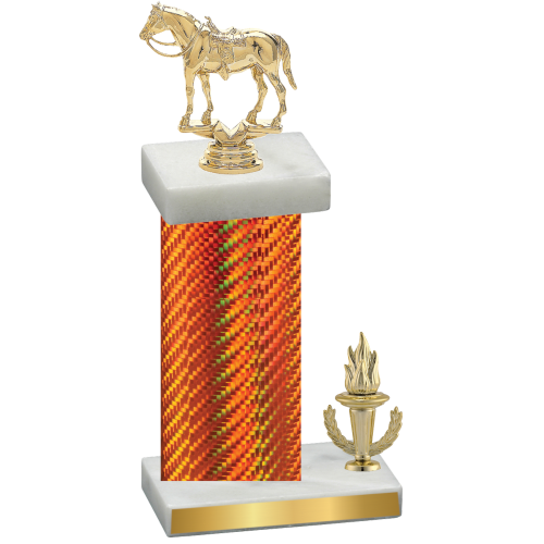 Accented Single Orange Carbon Fiber Victory Horses Trophy