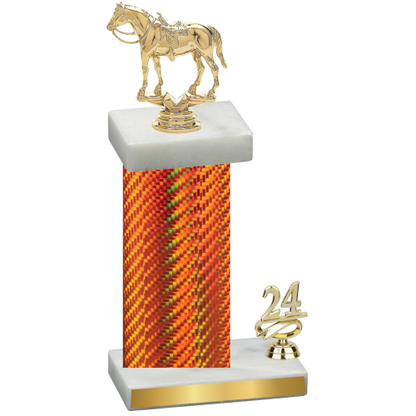 Accented Single Orange Carbon Fiber Year Horses Trophy