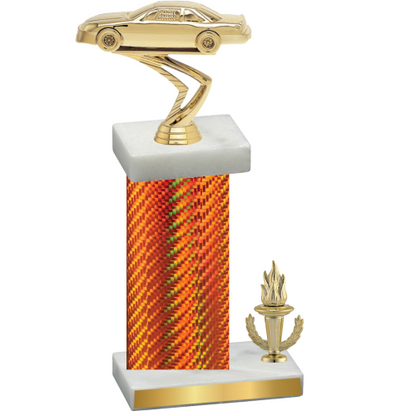 Accented Single Orange Carbon Fiber Victory Cars Trophy