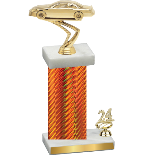 Accented Single Orange Carbon Fiber Year Cars Trophy