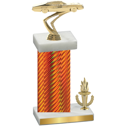 Accented Single Orange Carbon Fiber Victory Cars Trophy