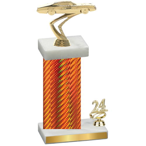 Accented Single Orange Carbon Fiber Year Cars Trophy