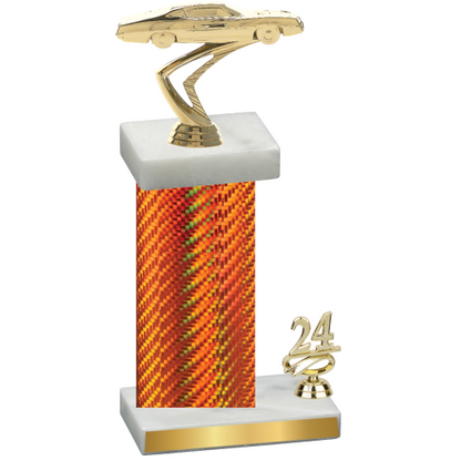 Accented Single Orange Carbon Fiber Year Cars Trophy