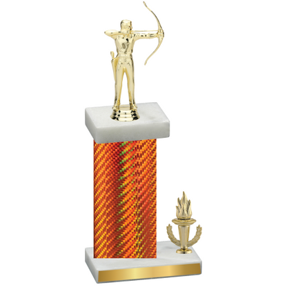 Accented Single Orange Carbon Fiber Victory Archery Trophy