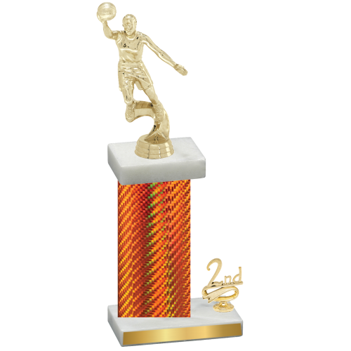 Accented Single Orange Carbon Fiber Second Place Basketball Trophy