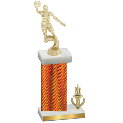 Accented Single Orange Carbon Fiber Victory Basketball Trophy