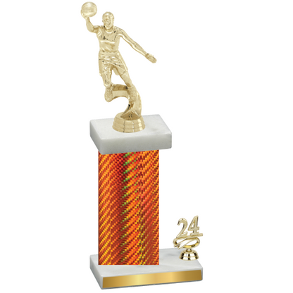 Accented Single Orange Carbon Fiber Year Basketball Trophy