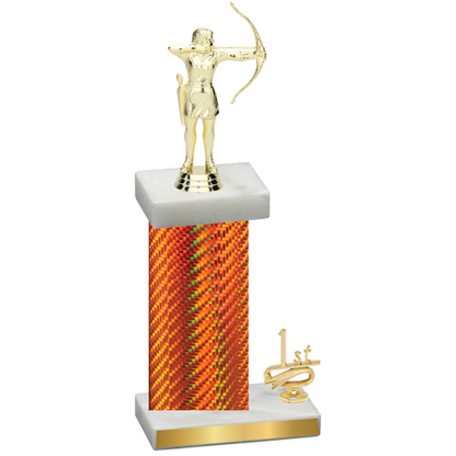 Accented Single Orange Carbon Fiber First Place Archery Trophy