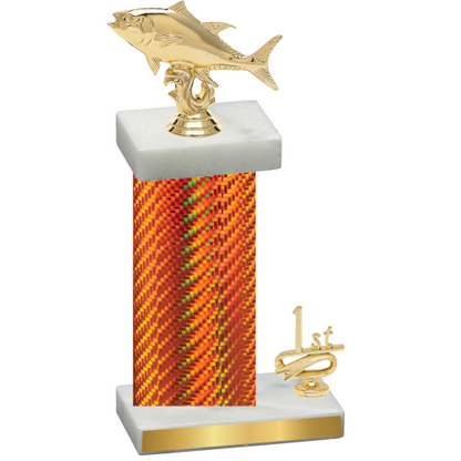 Accented Single Orange Carbon Fiber First Place Fishing Trophy