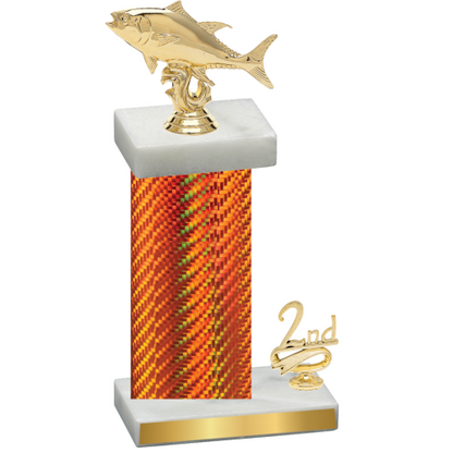 Accented Single Orange Carbon Fiber Second Place Fishing Trophy