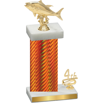 Accented Single Orange Carbon Fiber Fourth Place Fishing Trophy