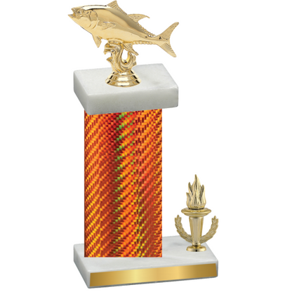 Accented Single Orange Carbon Fiber Victory Fishing Trophy