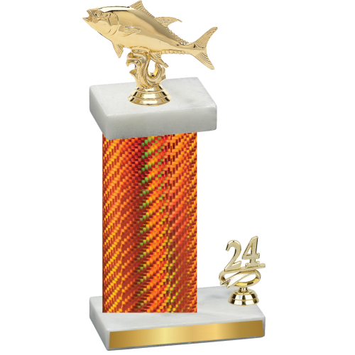 Accented Single Orange Carbon Fiber Year Fishing Trophy