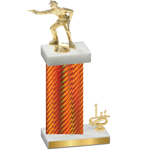 Accented Single Orange Carbon Fiber First Place Shooter Trophy