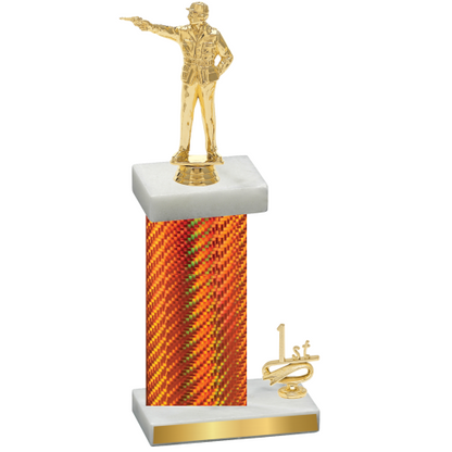 Accented Single Orange Carbon Fiber First Place Shooter Trophy