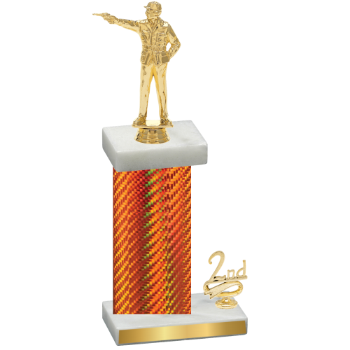 Accented Single Orange Carbon Fiber Second Place Shooter Trophy