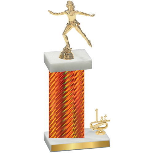 Accented Single Orange Carbon Fiber First Place Skater Trophy